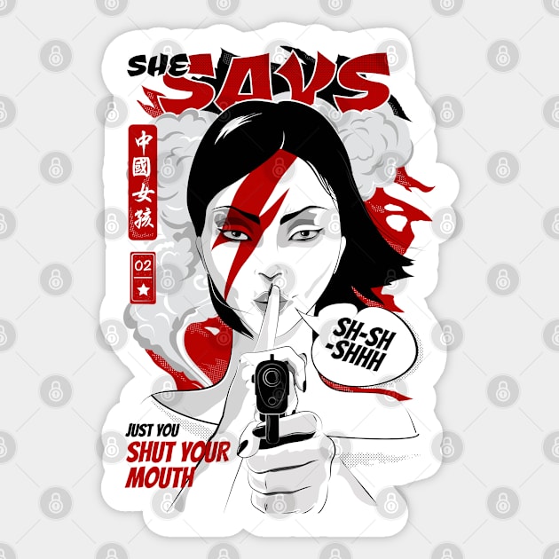 China Girl BW Sticker by VickiKraviz